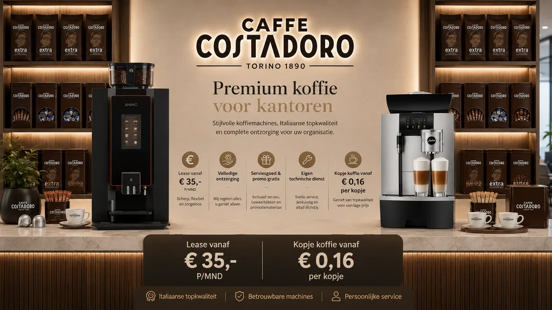 Premium koffie voor kantoren: Costadoro-koffiehoek met machines en voordelen